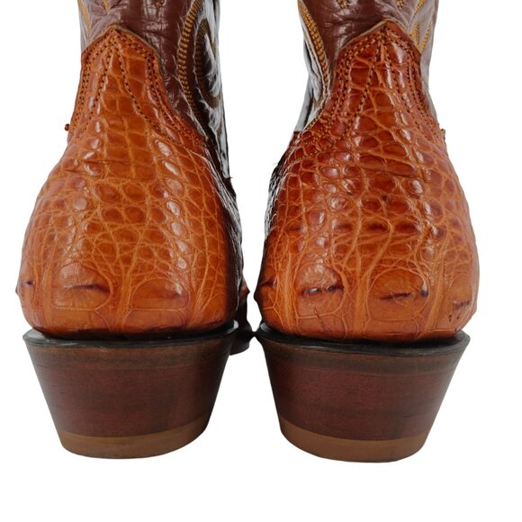 Custom Handmade Mens 11 Brown Unique cut Hornback Alligator Cowboy Western Boots - Picture 8 of 16